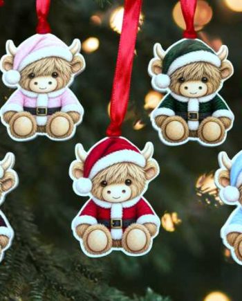 Highland Cow Santa Shaped Decoration